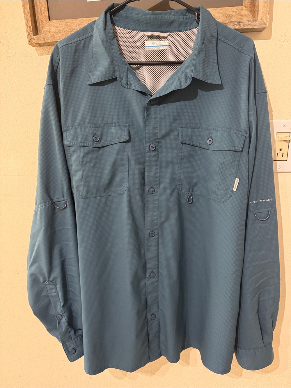 Columbia Men's Slate Teal Button-Front Fishing Outdoor Lightweight Shirt